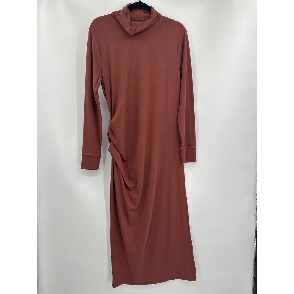 Athleta Industry Turtleneck Midi Dress in Havana Brown Size Large - Picture 3 of 8